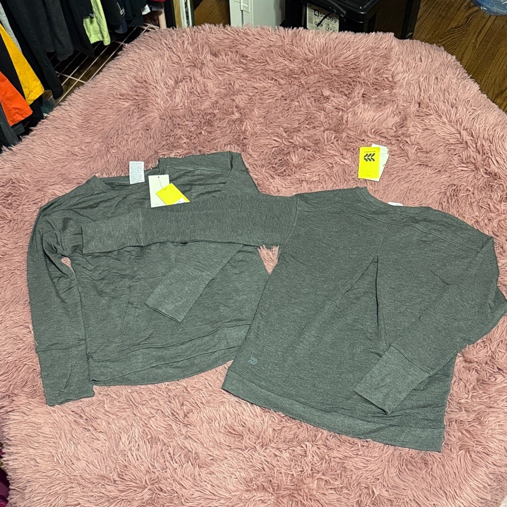TWO - All in Motion Charcoal Kids Sweatshirts with Pocket and Thumbholes